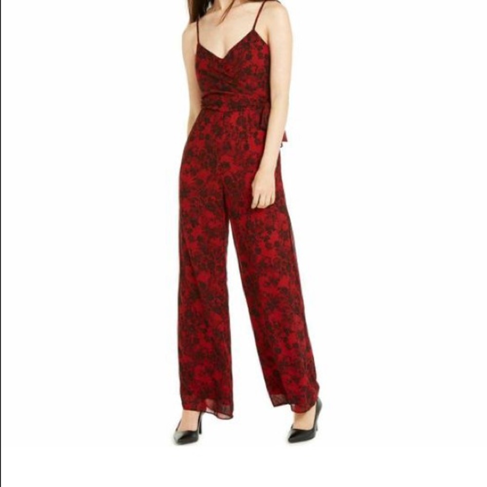 MICHAEL MICHAEL KORS WOMEN'S RED LACE PRINT JUMPSUIT - RED - XS